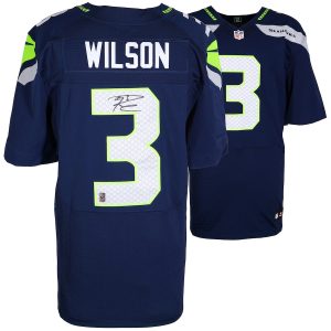 Russell Wilson Seattle Seahawks Autographed Nike Elite Blue Jersey