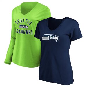 Seattle Seahawks Women’s V-Neck T-Shirt Combo Pack