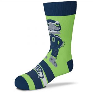 Seattle Seahawks For Bare Feet Youth Mascot Madness Crew Socks
