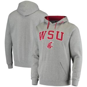 Colosseum Washington State Cougars Heathered Gray Arch & Logo 2.0 Pullover Hoodie