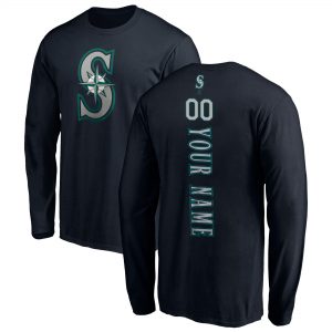 Men’s Seattle Mariners Navy Personalized Long Sleeve T-Shirt