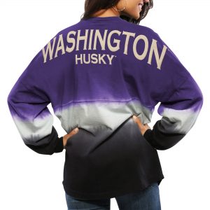 Washington Huskies Women’s Ombre Long Sleeve Dip-Dyed Spirit Jersey