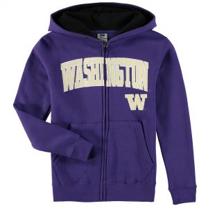 Washington Huskies Youth Applique Arch & Logo Full-Zip Hoodie – Purple