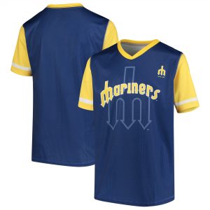 Youth Seattle Mariners Royal Cooperstown Collection Play Hard V-Neck Jersey T-Shirt